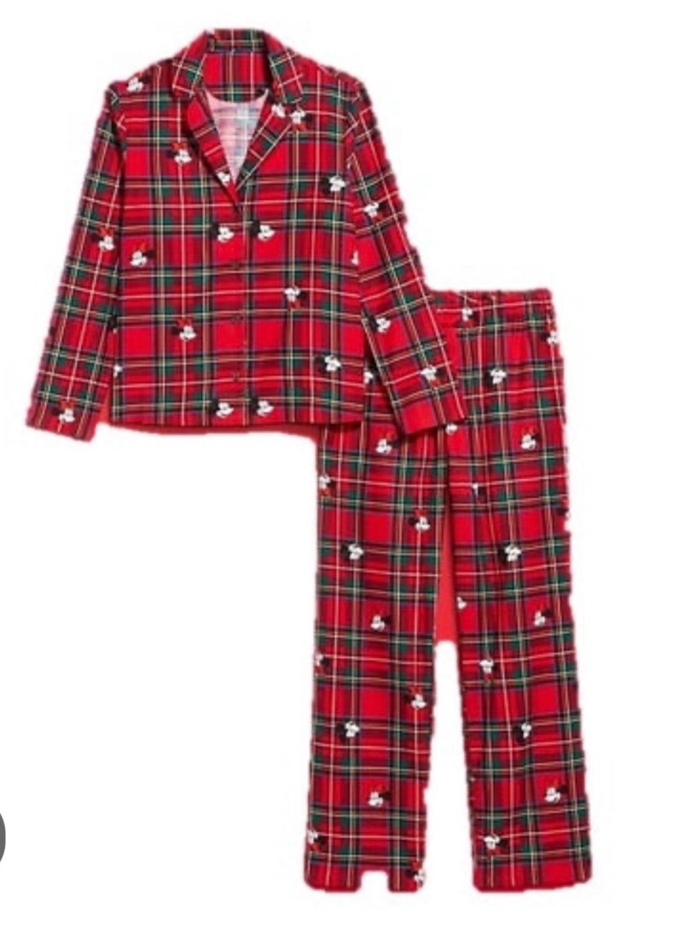 Disney Red Plaid Pajama Set with Character Accents